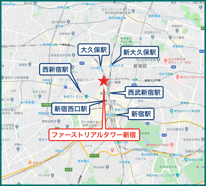 ファーストリアルタワー新宿の地図