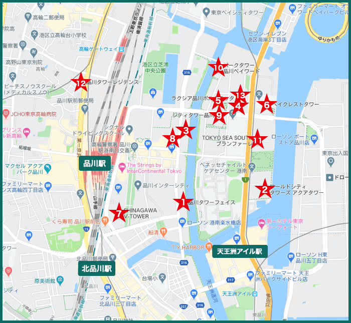 品川タワーマンションの地図