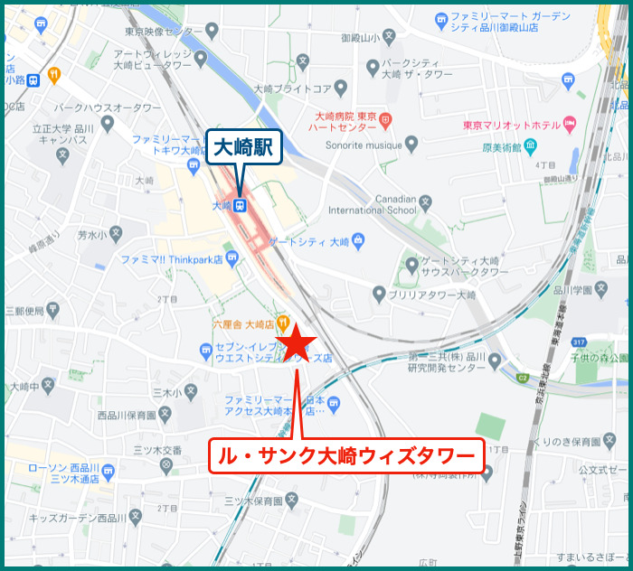 ル・サンク大崎ウィズタワーの地図