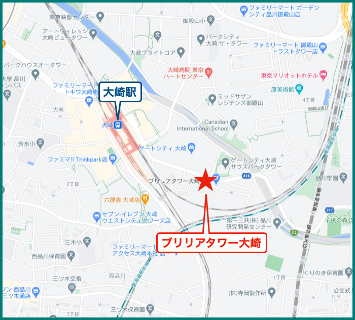 ブリリアタワー大崎の地図