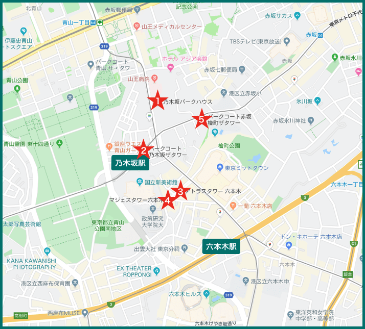 乃木坂タワーマンションの地図