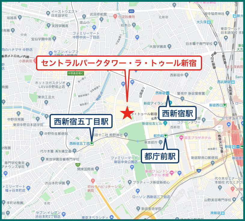 セントラルパークタワー・ラ・トゥール新宿の地図