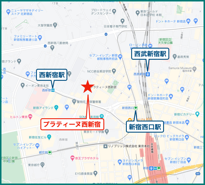 プラティーヌ西新宿の地図