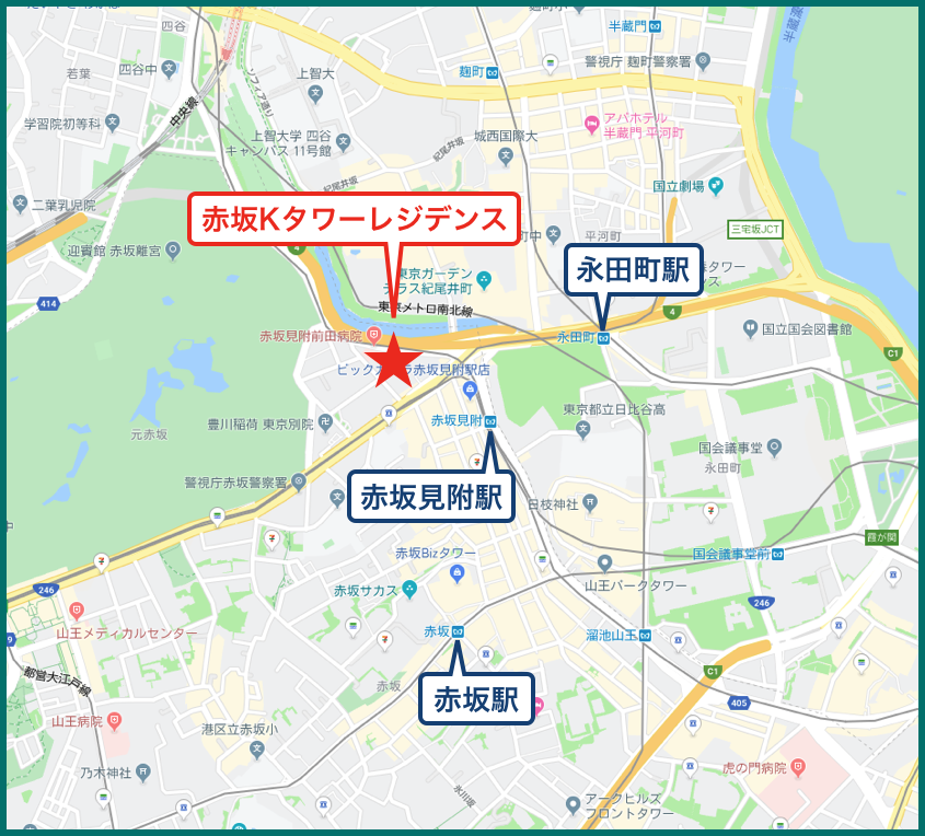 赤坂Kタワーレジデンスの地図