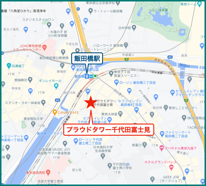プラウドタワー千代田富士見の地図
