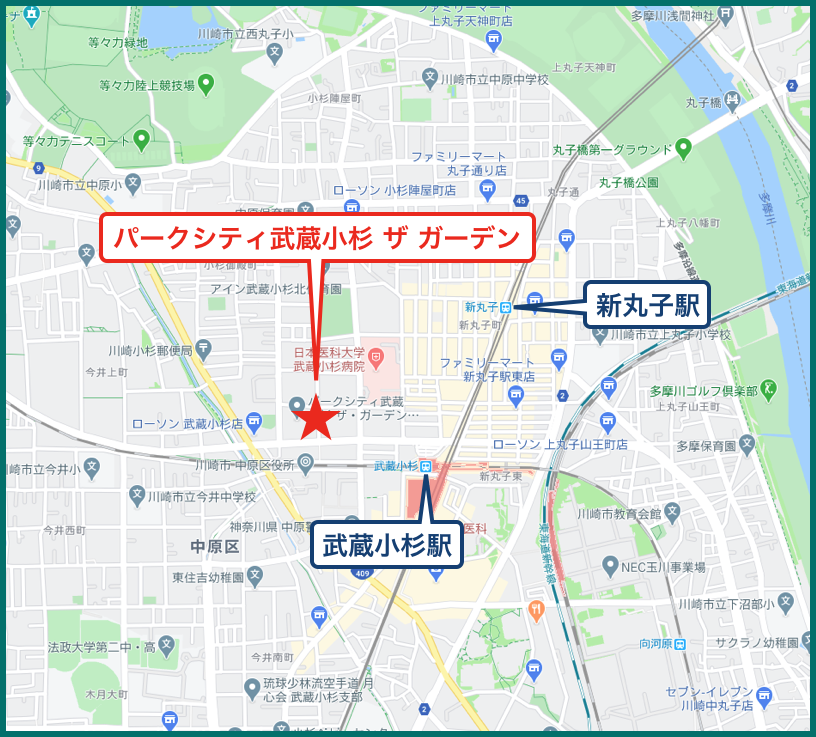 パークシティ武蔵小杉 ザ ガーデンの地図