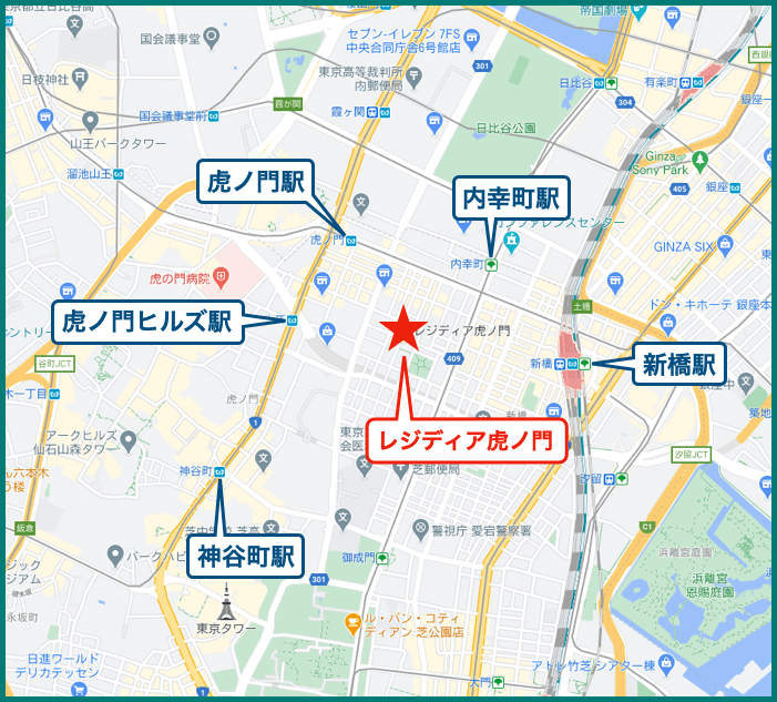 レジディア虎ノ門の地図
