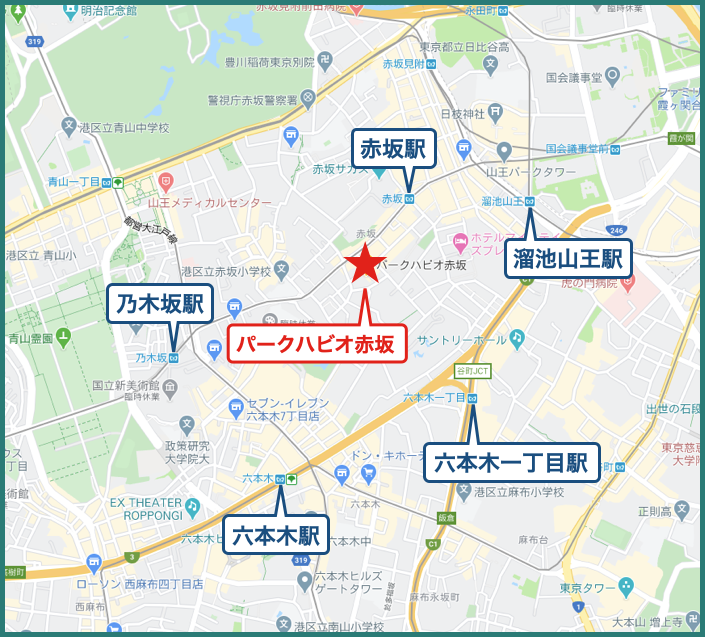 パークハビオ赤坂の地図