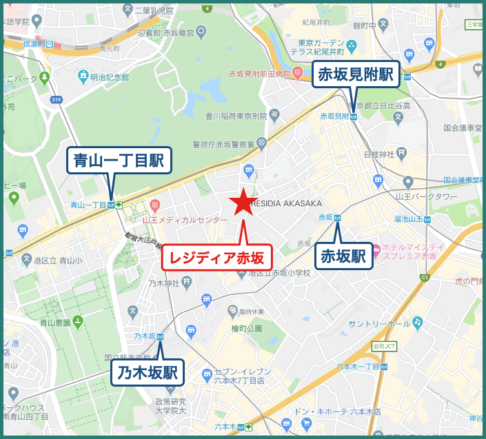 レジディア赤坂の地図
