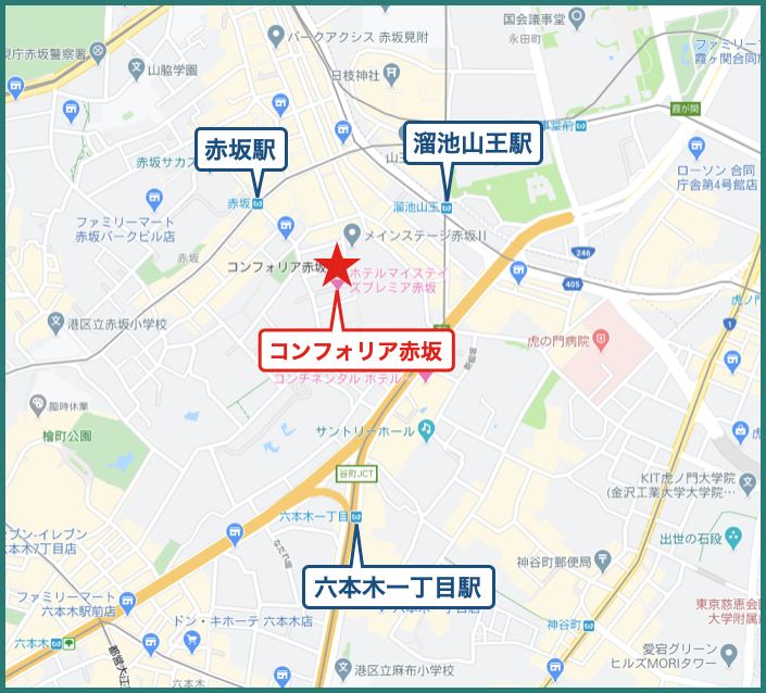 コンフォリア赤坂の地図