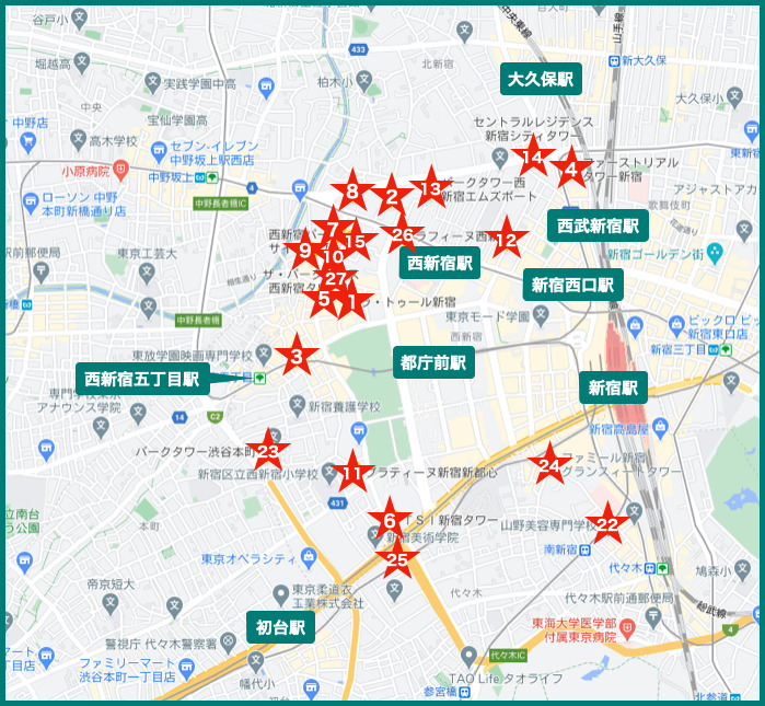 新宿タワーマンションの地図