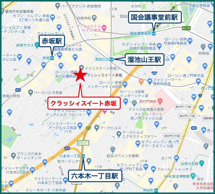 クラッシィスイート赤坂の地図