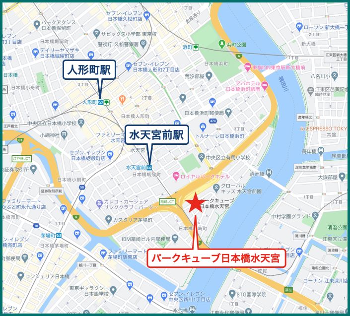 パークキューブ日本橋水天宮の地図