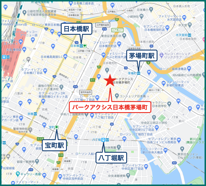 パークアクシス日本橋茅場町の地図