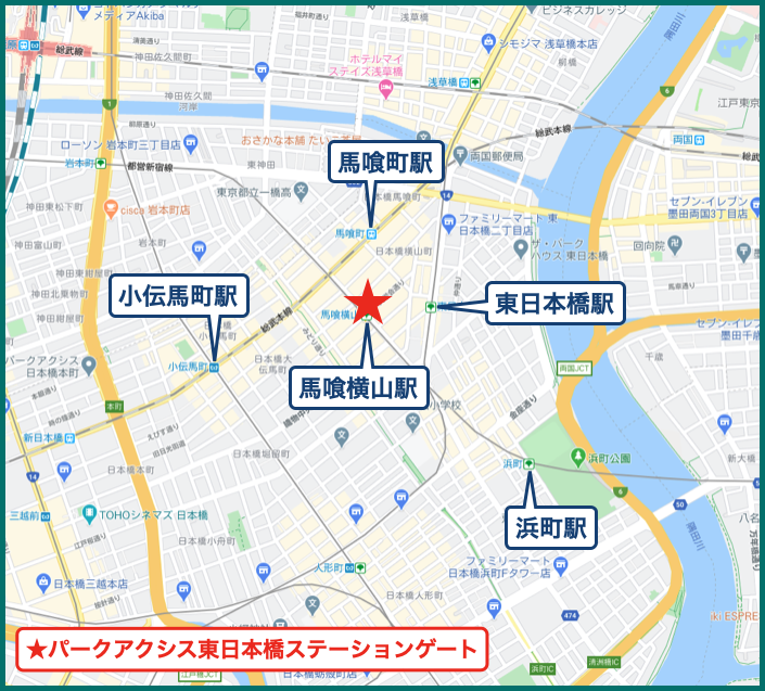パークアクシス東日本橋ステーションゲートの地図