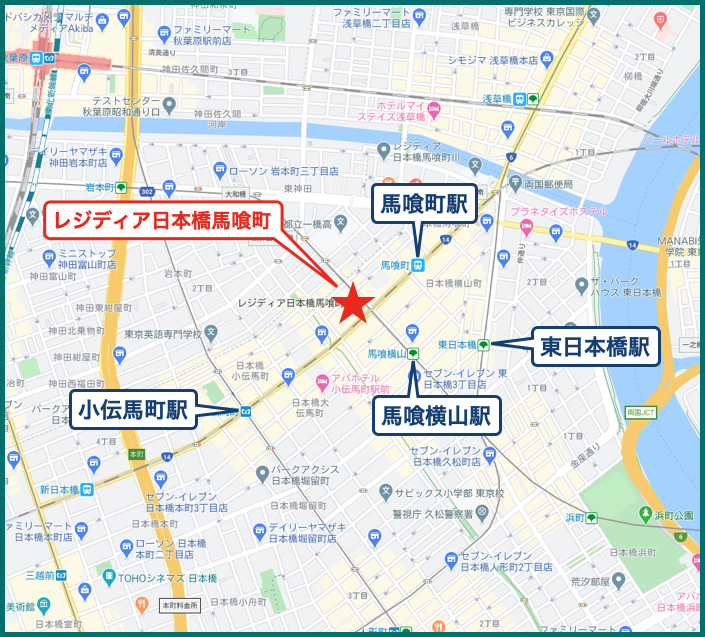 レジディア日本橋馬喰町の地図
