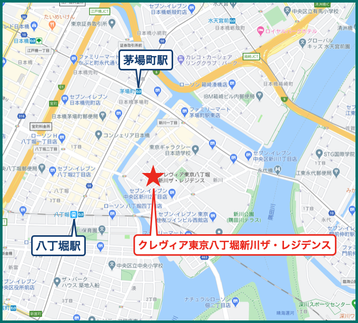 クレヴィア東京八丁堀新川ザ・レジデンスの地図