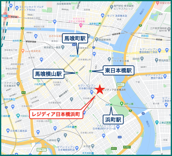 レジディア日本橋浜町の地図