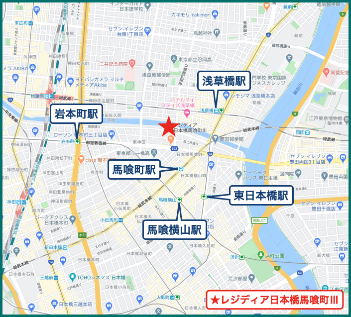 レジディア日本橋馬喰町Ⅲの地図
