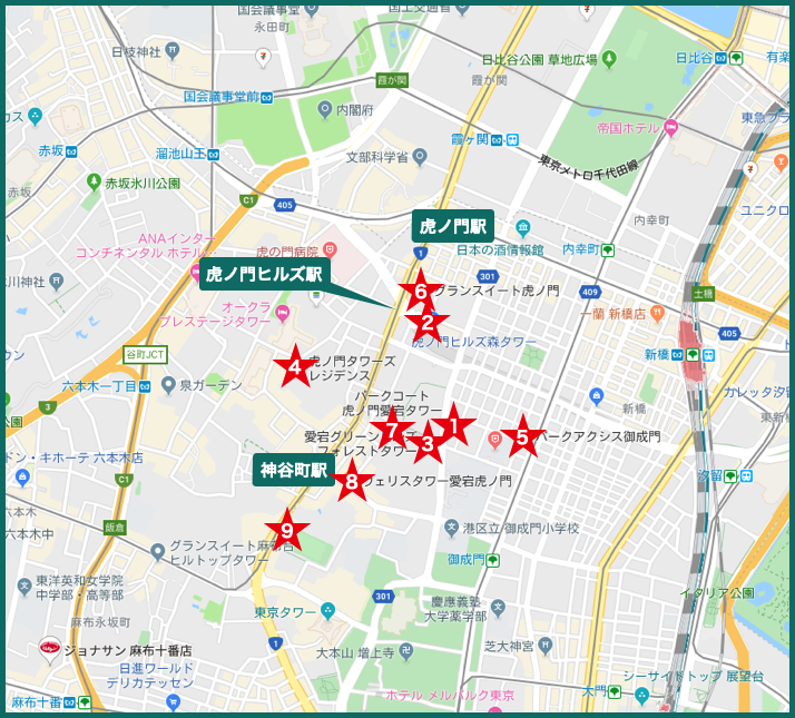 虎ノ門タワーマンションの地図