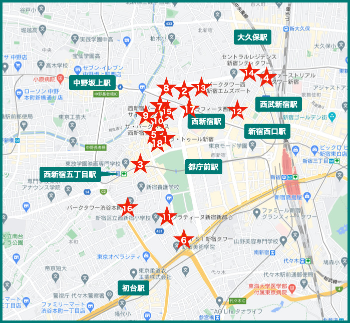 新宿タワーマンションの地図