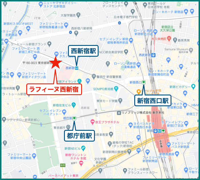 ラフィーヌ西新宿の地図