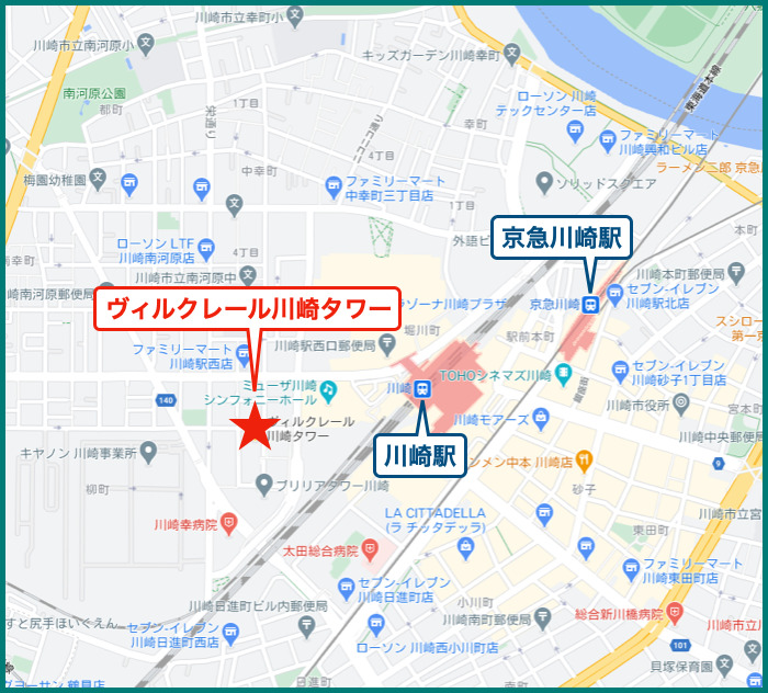 ヴィルクレール川崎タワーの地図
