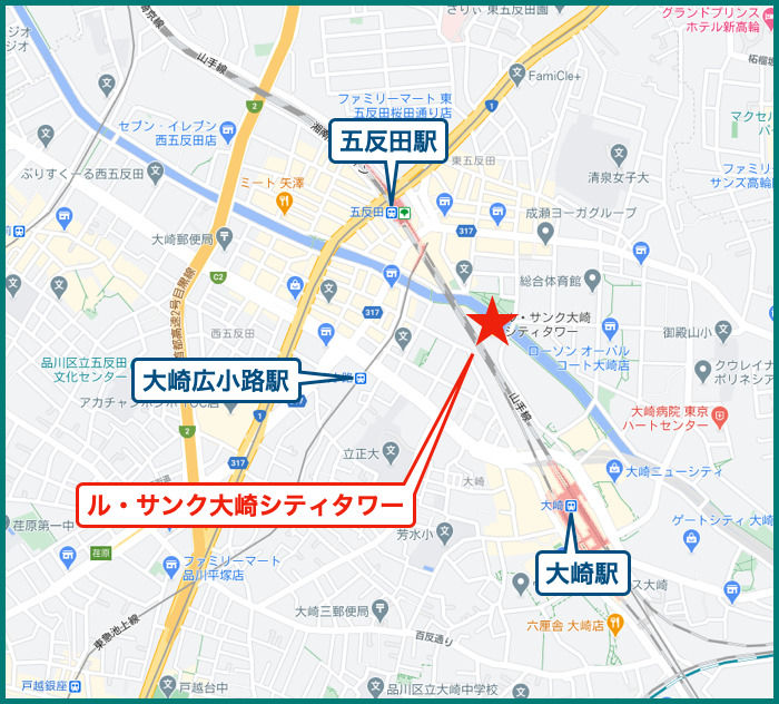 ル・サンク大崎シティタワーの地図