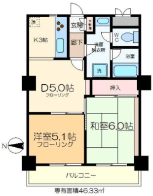 ツインタワーすみとし住吉館2DKの間取り