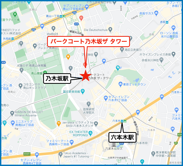 パークコート乃木坂ザ タワーの地図