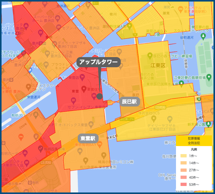 アップルタワー東京キャナルコートの犯罪マップ