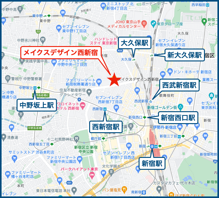 メイクスデザイン西新宿の地図
