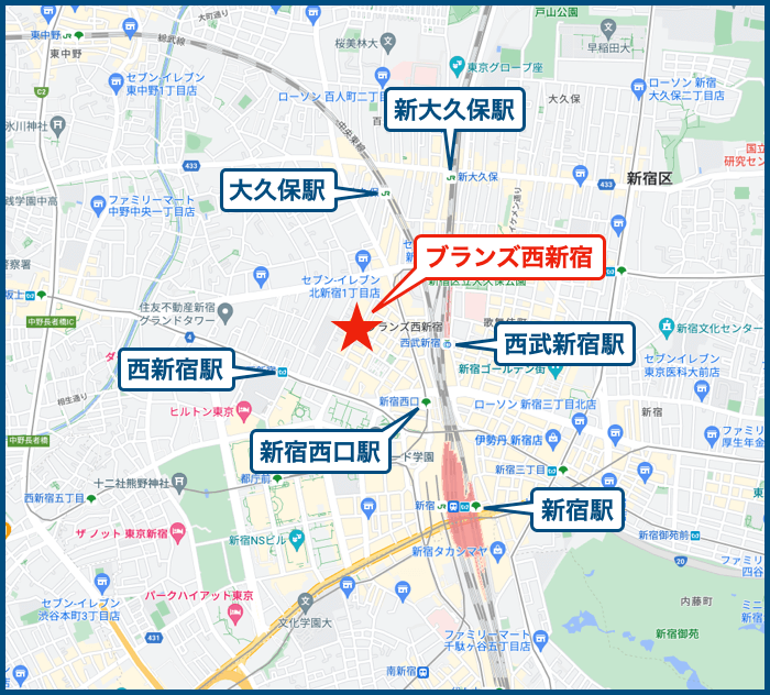 ブランズ西新宿の地図
