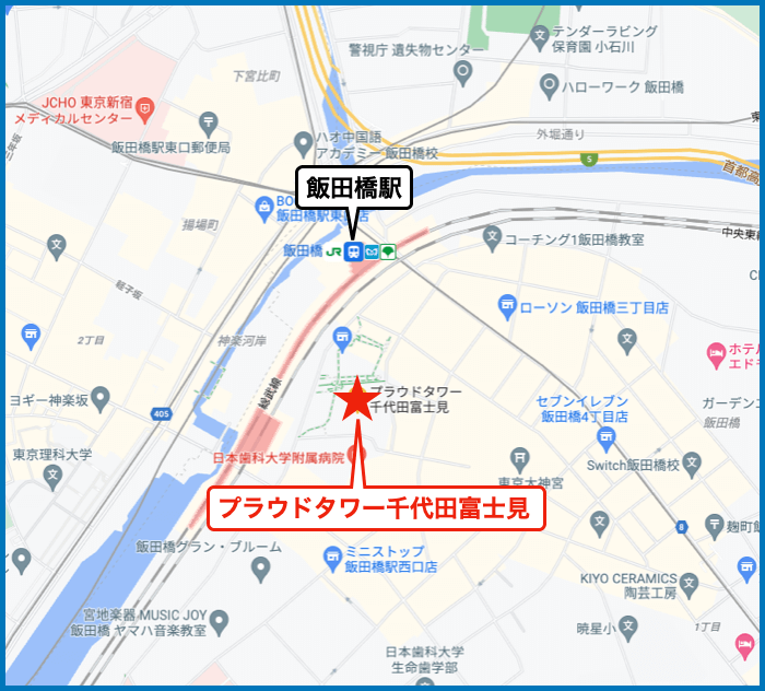 プラウドタワー千代田富士見の地図