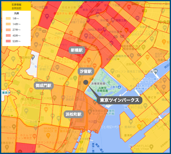 東京ツインパークスの犯罪マップ