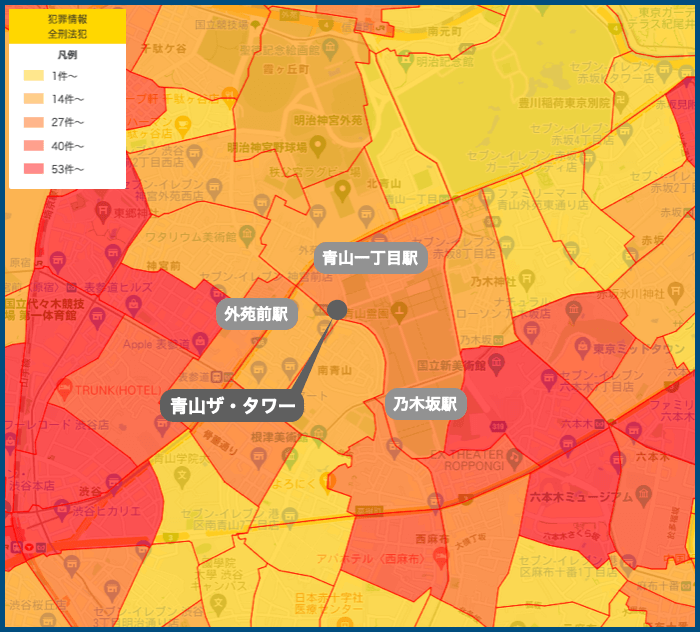 青山ザ・タワーの犯罪マップ