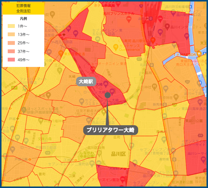 ブリリアタワー大崎の犯罪マップ