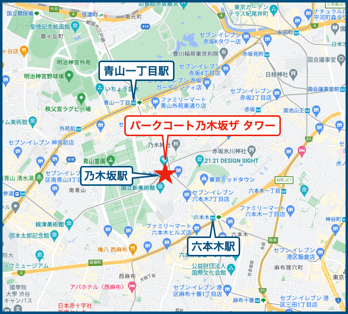 パークコート乃木坂ザ タワーの地図