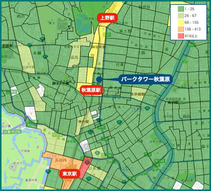 パークタワー秋葉原の犯罪マップ