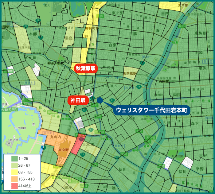 ウェリスタワー千代田岩本町の犯罪マップ