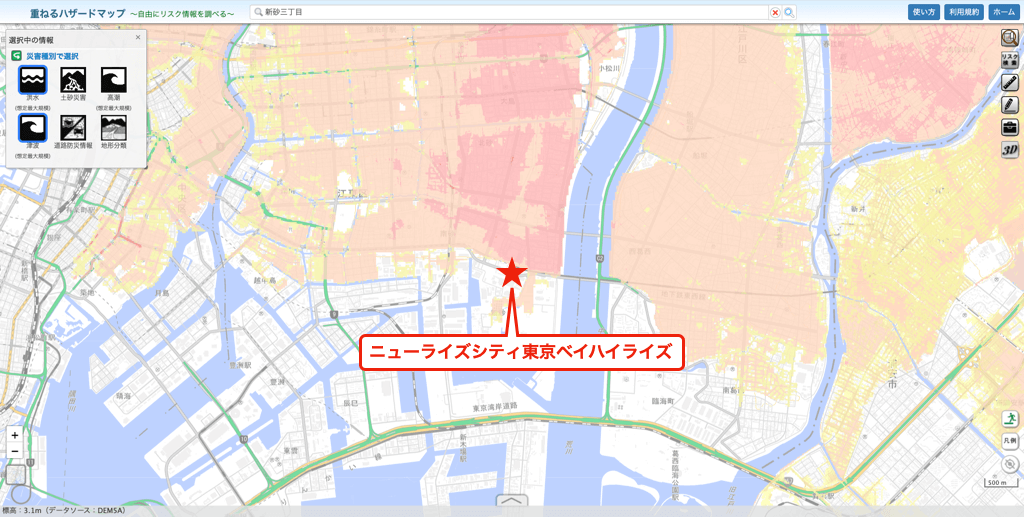 ニューライズシティ東京ベイハイライズのハザードマップ
