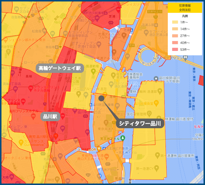シティタワー品川の犯罪マップ