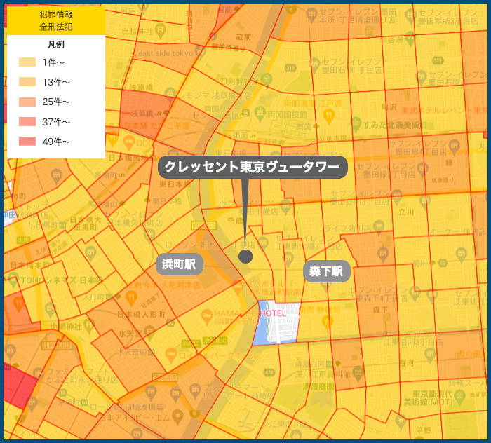 クレッセント東京ヴュータワーの犯罪マップ