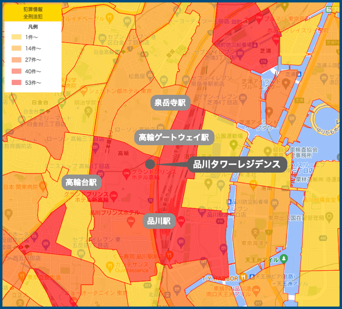 品川タワーレジデンスの犯罪マップ