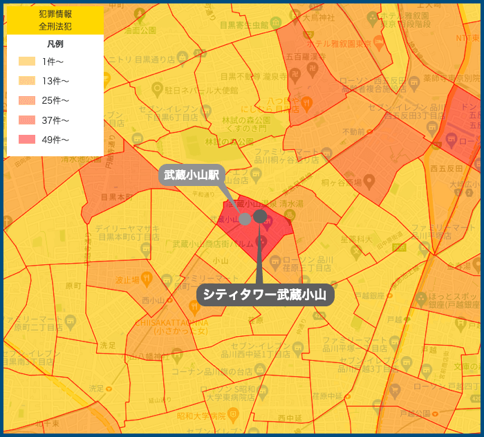 シティタワー武蔵小山の犯罪マップ