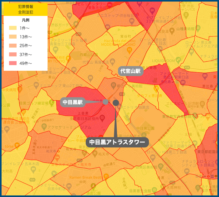 中目黒アトラスタワーの犯罪マップ