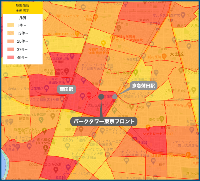 パークタワー東京フロントの犯罪マップ