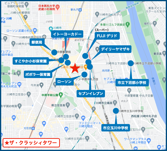 リエトコート武蔵小杉ザ・クラッシィタワーの地図