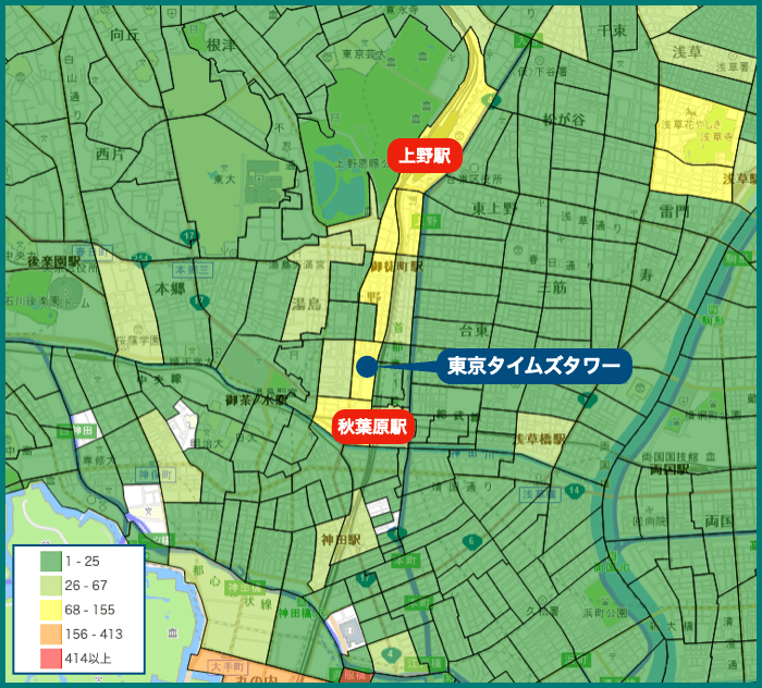 東京タイムズタワーの犯罪マップ