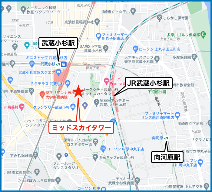 パークシティ武蔵小杉ミッドスカイタワーの地図